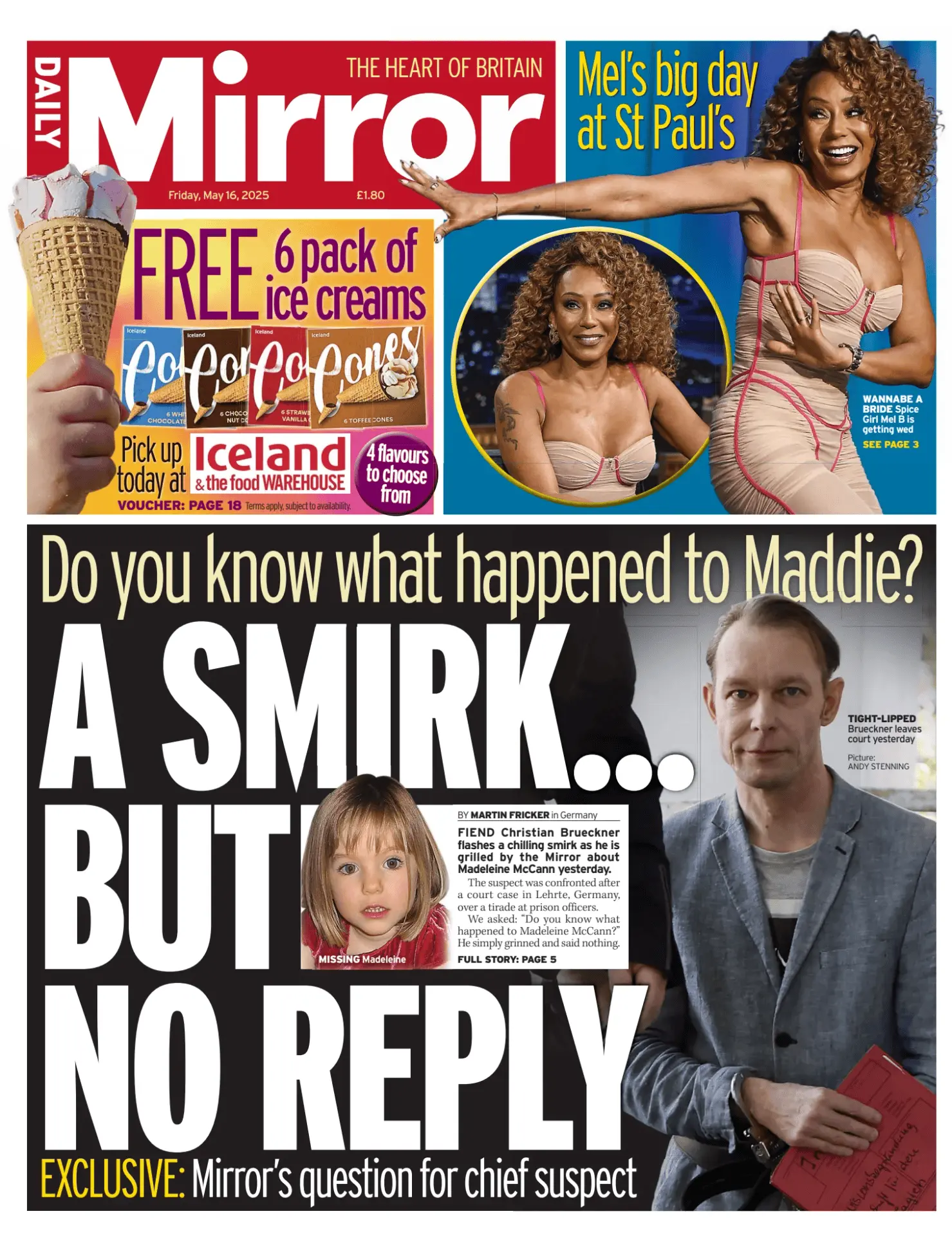 Prima-pagina-Daily Mirror-edizione-di-oggi-16-05-2025